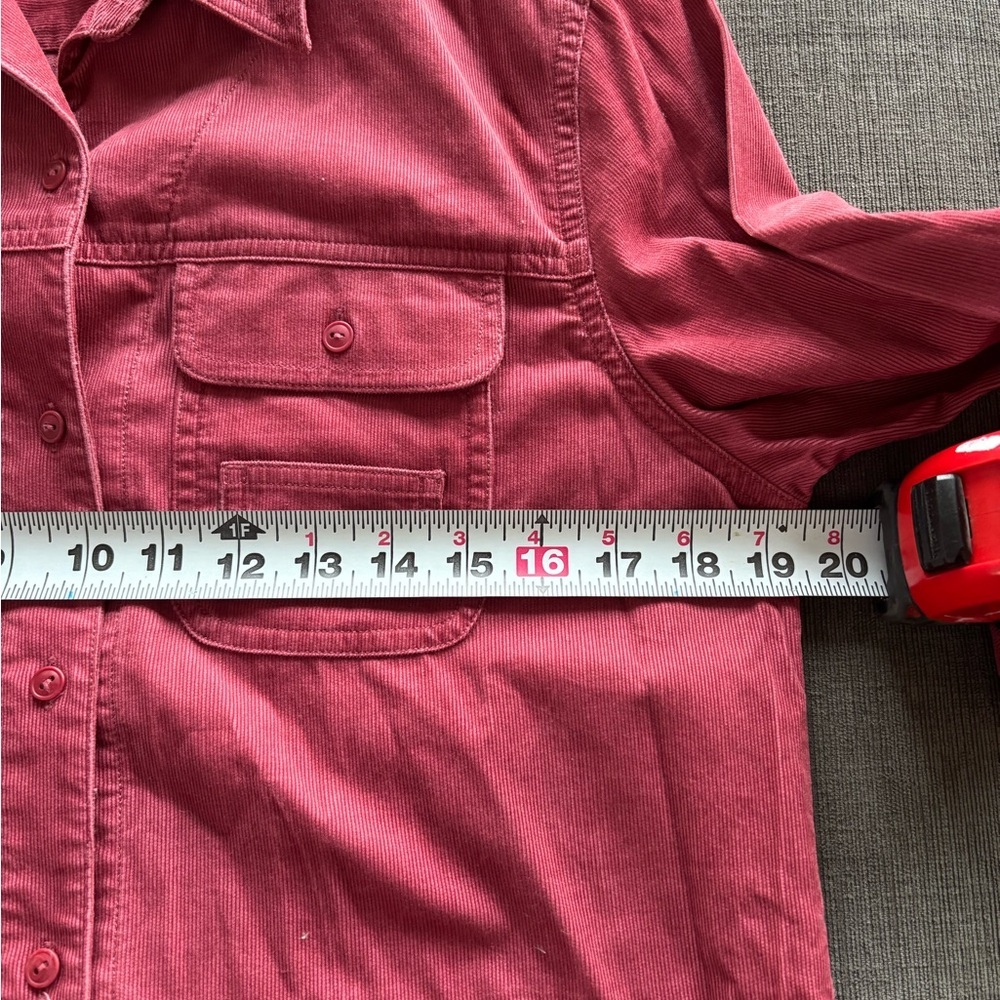 VTG Lauren Ralph Lauren “Dry Goods" utility corduroy Shirt petite M dark pink - Picture 7 of 8